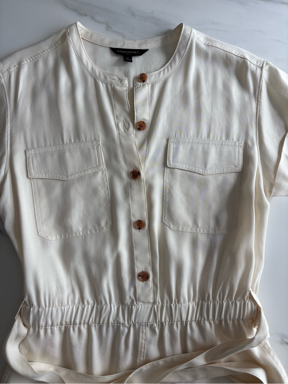 Banana Republic Off-White Utility dress 100% Tencel sz Small - Picture 11 of 14